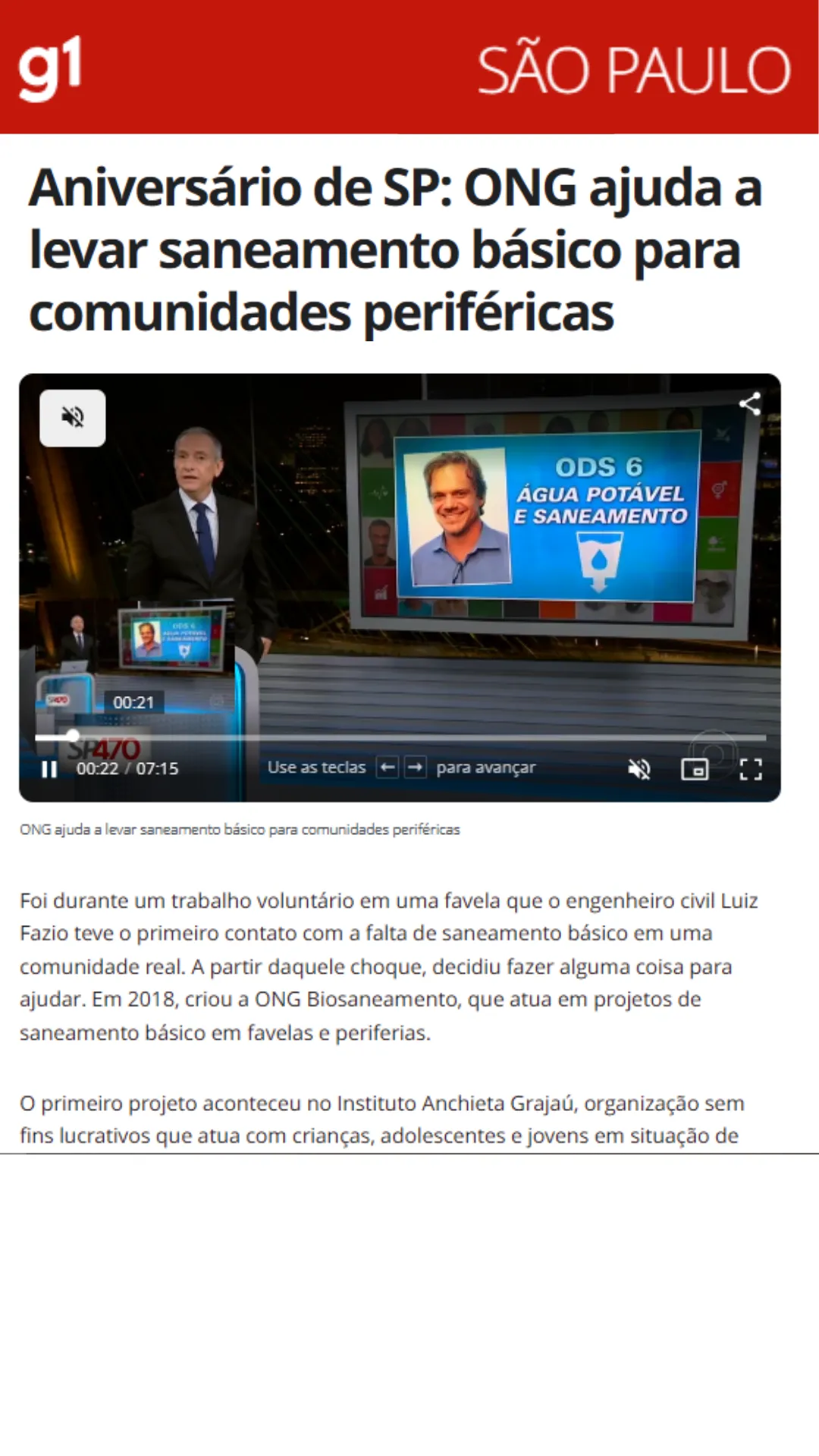 ONG ajuda a levar saneamento básico para comunidades periféricas